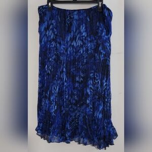 Ruby Rd. Blue Pleated Midi Skirt with Abstract Pattern